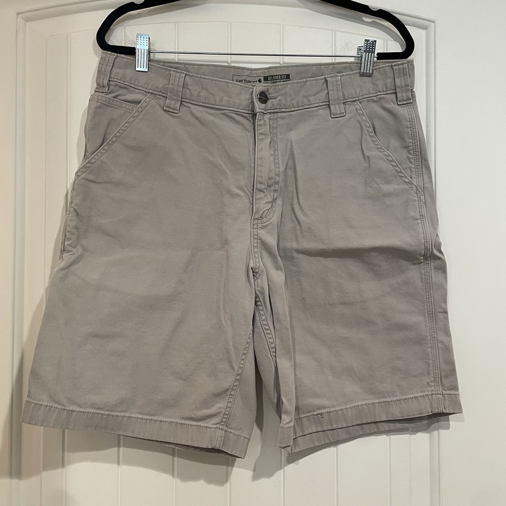 Carhartt Mens Relaxed Fit‎ Cargo Shorts Size 36 Carpenter Work Shorts Beige